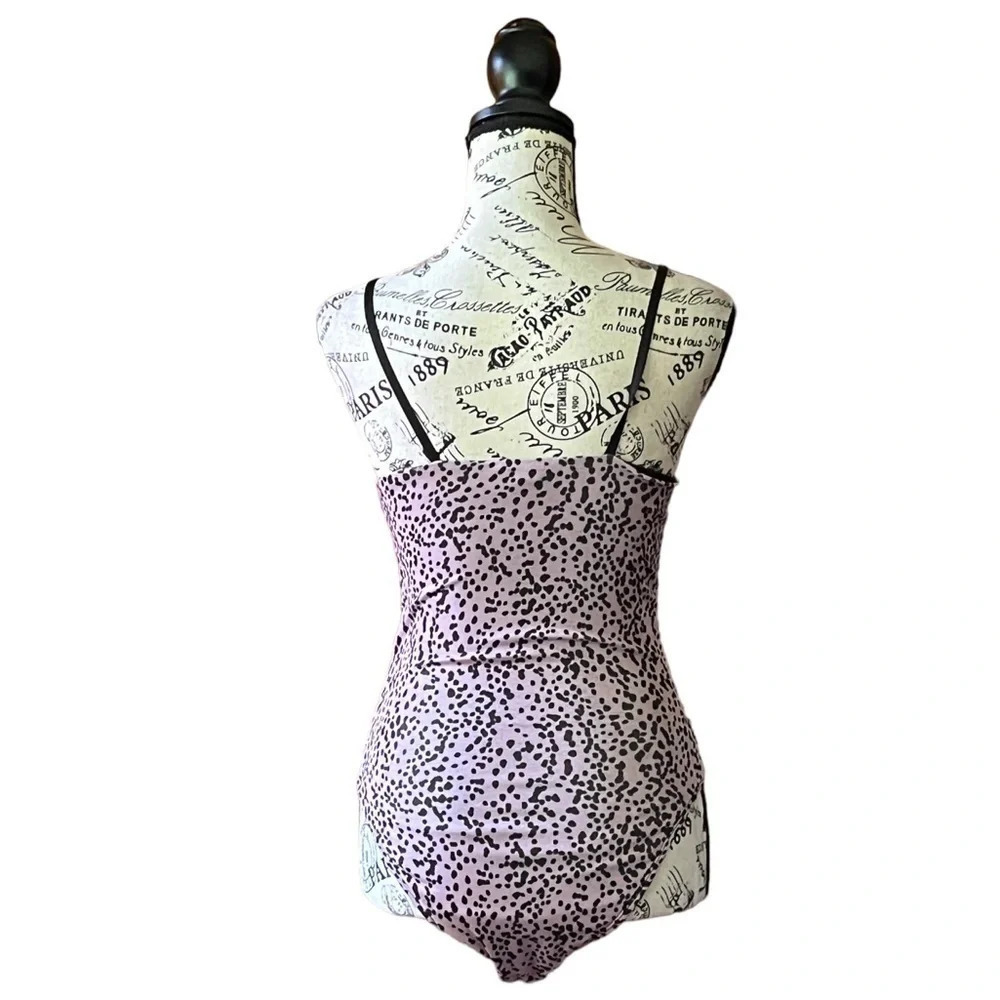 Topshop Purple Black Leopard Strappy Bodysuit Women’s 6 | Pinup Rockabilly - Picture 5 of 10